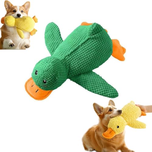 IRCKONCI Beruhigendes Hundespielzeug Mit Ente, Sanftes Plüschspielzeug Gegen Angstzustände, Quietschendes Hundespielzeug, Weiches Plüsch-Kauspielzeug for Hunde, Welpen Im Innenbereich(Green) von IRCKONCI