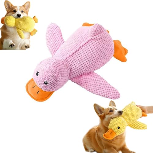 IRCKONCI Beruhigendes Hundespielzeug Mit Ente, Sanftes Plüschspielzeug Gegen Angstzustände, Quietschendes Hundespielzeug, Weiches Plüsch-Kauspielzeug for Hunde, Welpen Im Innenbereich(Pink) von IRCKONCI