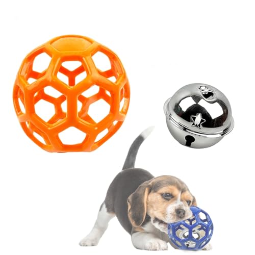IRCKONCI Hohle Bälle, Kauspielzeug für Hunde, Roller, Hundespielzeug, Leckerli-Spender, Hundeball, langlebiges Gummi-Hundespielzeug, für Welpen, Indoor-Spiel-Trainingszubehör (Orange) von IRCKONCI