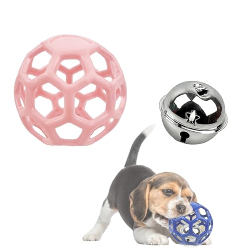 IRCKONCI Hohle Bälle, Kauspielzeug für Hunde, Roller, Hundespielzeug, Leckerli-Spender, Hundeball, langlebiges Gummi-Hundespielzeug, für Welpen, Indoor-Spiel-Trainingszubehör (Rosa) von IRCKONCI