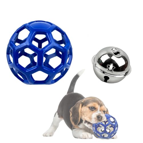 IRCKONCI Hohle Bälle, Kauspielzeug für Hunde, Roller, Hundespielzeug, Leckerli-Spender, Hundeball, langlebiges Gummi-Hundespielzeug, für Welpen, Indoor-Spiel-Trainingszubehör (blau) von IRCKONCI