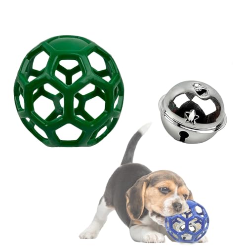 IRCKONCI Hohle Bälle, Kauspielzeug für Hunde, Roller, Hundespielzeug, Leckerli-Spender, Hundeball, langlebiges Gummi-Hundespielzeug, für Welpen, Indoor-Spiel-Trainingszubehör (grün) von IRCKONCI