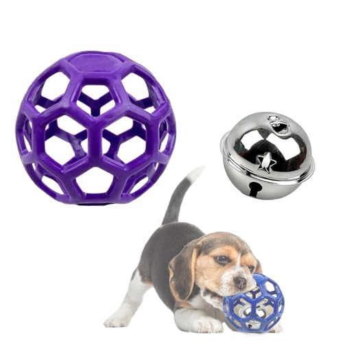 IRCKONCI Hohle Bälle, Kauspielzeug für Hunde, Roller, Hundespielzeug, Leckerli-Spender, Hundeball, langlebiges Gummi-Hundespielzeug, für Welpen, Indoor-Spiel-Trainingszubehör (lila) von IRCKONCI