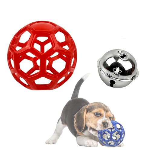 IRCKONCI Hohle Bälle, Kauspielzeug für Hunde, Roller, Hundespielzeug, Leckerli-Spender, Hundeball, langlebiges Gummi-Hundespielzeug, für Welpen, Indoor-Spiel-Trainingszubehör (rot) von IRCKONCI