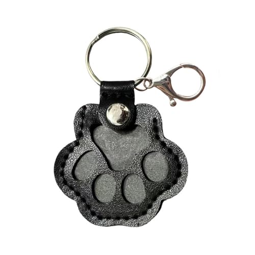 IRCKONCI Schlüsselanhänger Zur Aufbewahrung Von Hundehaaren, Geschenke Zur Erinnerung An Haustiere, Süßer Schlüsselanhänger Mit Pfoten Aus Leder, Schlüsselanhänger Mit Tierhaaren(Black) von IRCKONCI