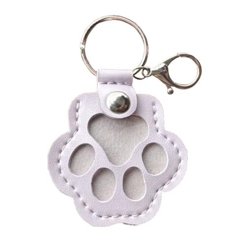IRCKONCI Schlüsselanhänger Zur Aufbewahrung Von Hundehaaren, Geschenke Zur Erinnerung An Haustiere, Süßer Schlüsselanhänger Mit Pfoten Aus Leder, Schlüsselanhänger Mit Tierhaaren(Purple) von IRCKONCI