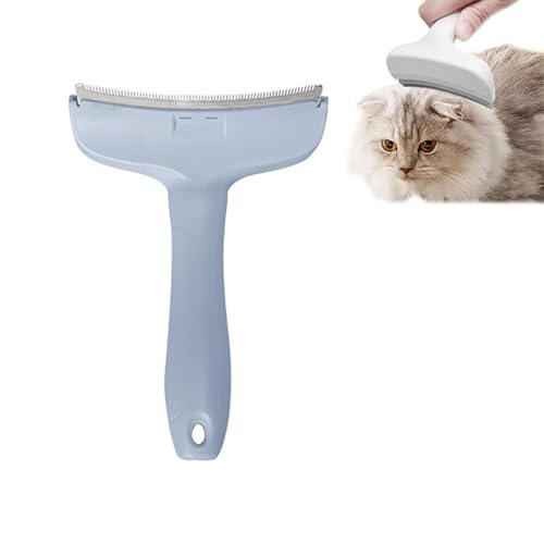 IRCKONCI V-Zahn-Enthaarungskamm, Tierhaarentfernungsbürste, Haustier-Enthaarungswerkzeug Mit Gebogener Klinge, for Hunde Und Katzen, Enthaarungswerkzeug Mit Engen V-förmigen Zähnen(Blue) von IRCKONCI