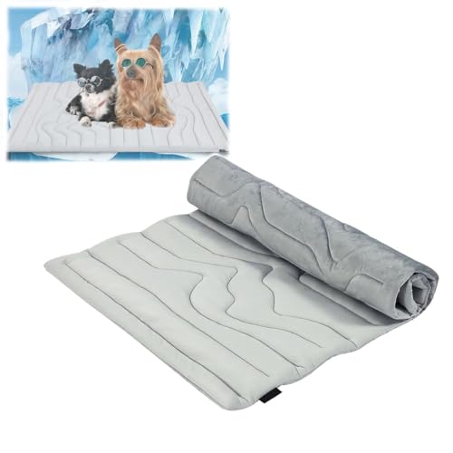 Kühlkissen for Haustiere, Sanftes, Verschleißfestes Eiskissen for Haustiere, Doppelseitige Kühlmatte, for Autositze Auf Dem Boden Und Kisten Im Innen- Und Außenbereich(L) von IRCKONCI