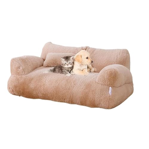 IRIRI Beruhigendes Haustier-Sofa, Weiches, Beruhigendes Katzen-Sofabett, Waschbares, Plüsch-Haustier-Couchbett, Beruhigendes Hundebett for Kleine, Mittelgroße und Große Hunde(Bruin,XL) von IRIRI