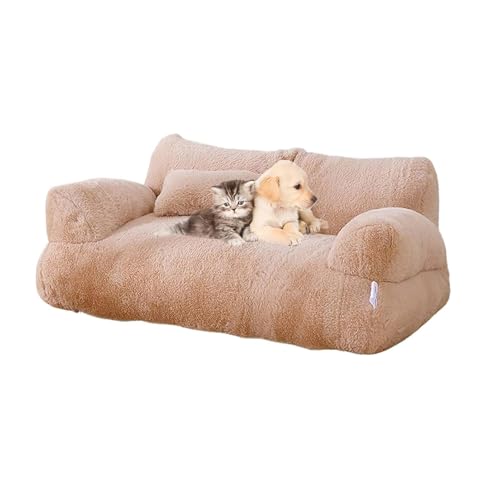 IRIRI Beruhigendes Haustiersofa, beruhigendes Hundebett, Flauschiges Plüsch-Haustiersofa, abnehmbares, waschbares Haustiersofa aus PP-Baumwolle for Hauskatzen(Bruin,XL) von IRIRI
