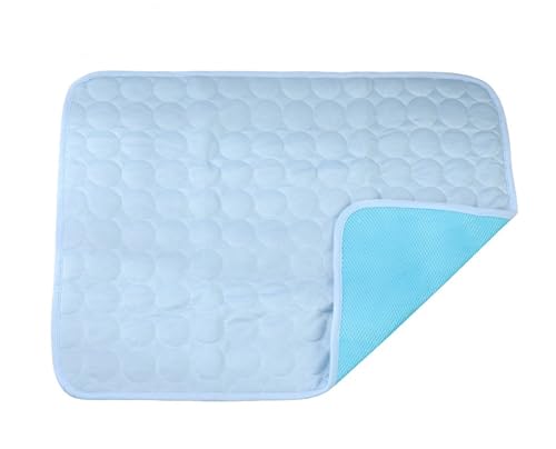 IRIRI Kühlende Haustiermatte for Den Sommer – Kühlkissen aus Eisseide for Hunde/Katzen mit Kausicherem Netz, Waschbar for Zwinger/Sofas/Autos(Light Blue,70x55cm) von IRIRI