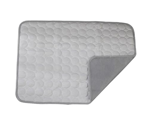 IRIRI Kühlende Haustiermatte for Den Sommer – Kühlkissen aus Eisseide for Hunde/Katzen mit Kausicherem Netz, Waschbar for Zwinger/Sofas/Autos(Light Gray,40x30cm) von IRIRI