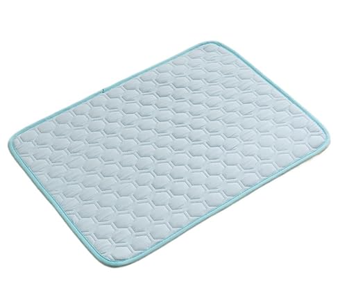 IRIRI Kühlmatte Aus Eisseide for Haustiere – Rutschfestes Kühlpad for Hunde und Katzen for Autositz/Sofa/Kiste, Atmungsaktives Wärmeableitungsbett for Haustiere(Blue B,100 * 70cm) von IRIRI