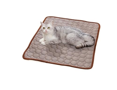 IRIRI Kühlmatte for Haustiere im Sommer – Eisseidenunterlage for Hunde und Katzen, Selbstkühlende Matte for Haustiere for Boden/Sofa/Bett/Zwinger (6 Größen)(Bruin,70 * 55cm) von IRIRI