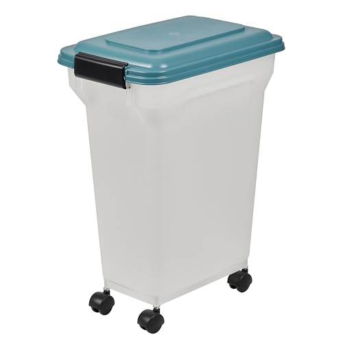 Iris Ohyama Hundefutter Aufbewahrung mit Rollen, 20L/7.5kg, Blau, Luftdichte Futterbox, Trockenfutter, Futterbehälter, Für Hunde, Katzen, Tierfutterbehälter, Schaufel, BPA-frei, Futtertonne, von Iris Ohyama