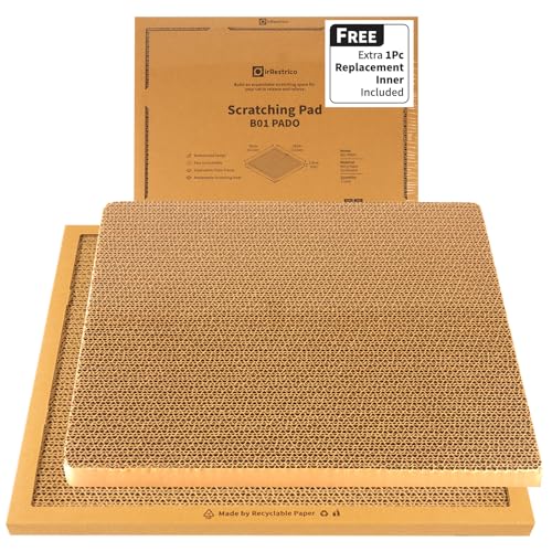 IRRESTRICO Katzenkratzbrett, nachfüllbare und kombinierbare gewellte Katzenkratzer für Indoor-Katzen, doppelseitiger und recycelbarer Karton (1 Nachfüllung + 1 Packung) von IRRESTRICO