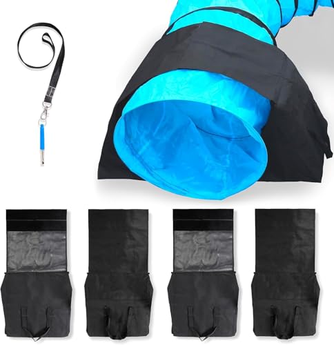 IRSTBL Agility-Tunnel-Satteltaschen und Sandsäcke für Hunde, Set mit 2 robusten, wasserdichten Gewichten für 45,7–61 cm Tunnel, 9 kg pro Seite, Trainingspfeife im Lieferumfang enthalten von IRSTBL