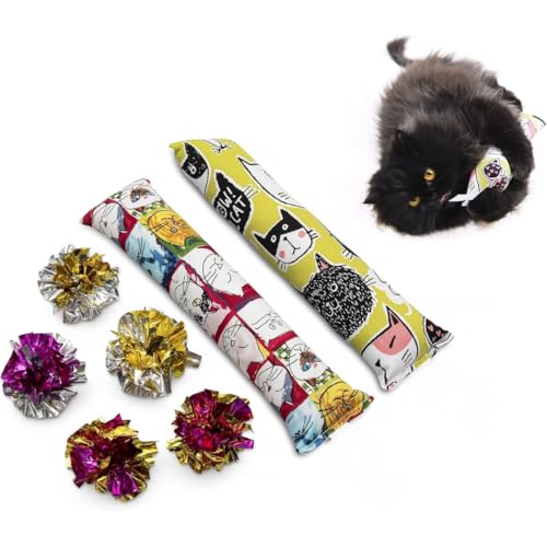 IRSTBL Cat Kick Stick & Kicker Spielzeug - 2er-Pack 28cm Canvas Katzenminze Spielzeug für Katzen & Kätzchen - Enthält 5 Mylar Knisterbälle IRSTBL Cat Kick Stick & Kicker Spielzeug - 2er-Pack 28cm Canvas Katzenminze Spielzeug für Katzen & Kätzchen - Enthält 5 Mylar Knisterbälle von IRSTBL