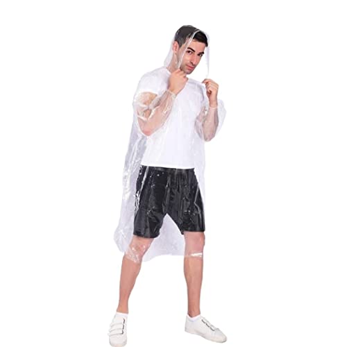 IRYZE Regenponcho Regenjacke 10 Stück Langer Einweg-Regenmantel, Faltbarer PE-Regenponcho, Tragbare Regenbekleidung Für Trave Regenmantel Regencape (Color : Transparent, Size : One Size) von IRYZE
