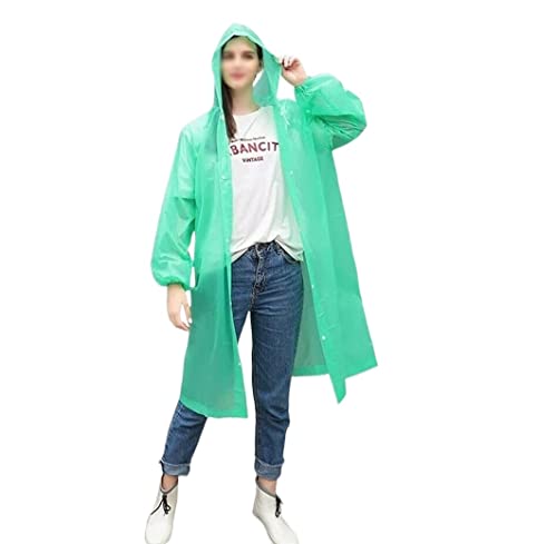 IRYZE Regenponcho Regenjacke 10 Stück Nicht-Einweg-Regenmantel Licht Transparenter Tragbarer Reise-Tourismus-Wander-Regenmantel Regenmantel Regencape (Color : Grün, Size : One size) von IRYZE