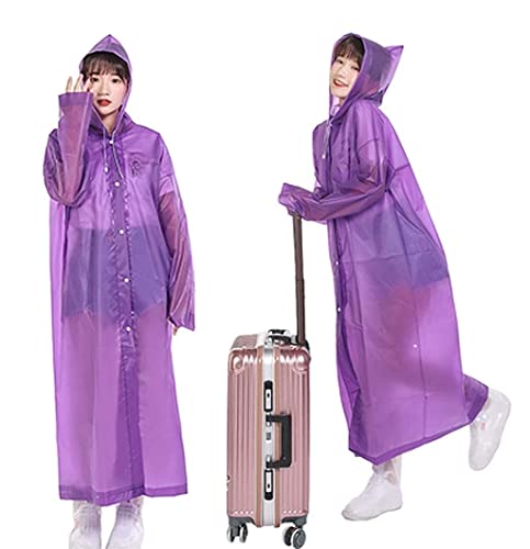 Regenponcho Regenjacke 2 STÜCKE Eva Langer Regenmantel, Regenponcho Mit Kapuze, Outdoor-Regenjacken, Für Männer, Frauen, Erwachsene Regenmantel Regencape (Color : Purple, Size : One Size) von IRYZE