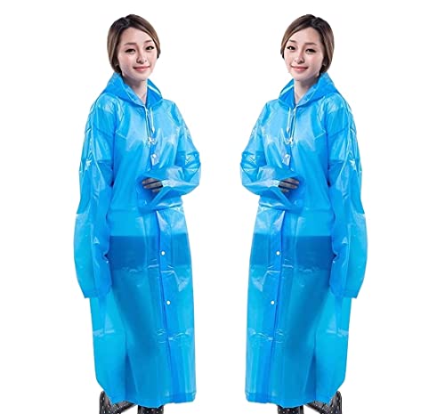 IRYZE Regenponcho Regenjacke 2 X Langer Regenmantel Für Erwachsene, Wiederverwendbarer EVA-Regenponcho Mit Kapuze, Tragbare Regenjacke Regenmantel Regencape (Color : D, Size : One size) von IRYZE