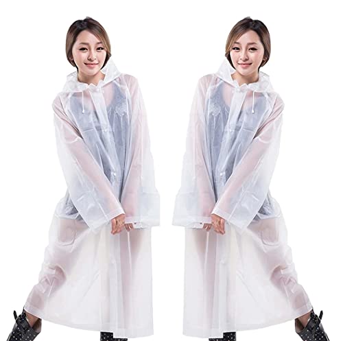 IRYZE Regenponcho Regenjacke 2 X Langer Regenmantel Für Erwachsene, Wiederverwendbarer Eva-Regenponcho Mit Kapuze, Tragbare Regenjacke Regenmantel Regencape (Color : G, Size : One Size) von IRYZE