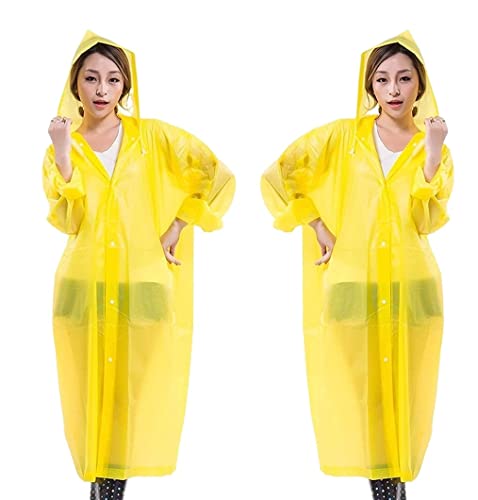 IRYZE Regenponcho Regenjacke 2 X Langer Regenmantel Für Erwachsene, Wiederverwendbarer Eva-Regenponcho Mit Kapuze, Tragbare Regenjacke Regenmantel Regencape (Color : B, Size : One Size) von IRYZE