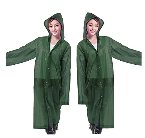 Regenponcho Regenjacke 2 X Langer Regenmantel Für Erwachsene, Wiederverwendbarer Eva-Regenponcho Mit Kapuze, Tragbare Regenjacke Regenmantel Regencape (Color : H, Size : One Size) von IRYZE