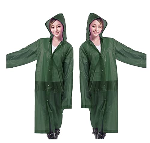 IRYZE Regenponcho Regenjacke 2 X Langer Regenmantel Für Erwachsene, Wiederverwendbarer Eva-Regenponcho Mit Kapuze, Tragbare Regenjacke Regenmantel Regencape (Color : H, Size : One Size) von IRYZE