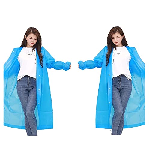 IRYZE Regenponcho Regenjacke 2 X Langer Regenmantel Für Erwachsene, Wiederverwendbarer Eva-Regenponcho Mit Kapuze, Tragbare Regenjacke Regenmantel Regencape (Color : J, Size : One Size) von IRYZE