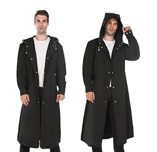 IRYZE Regenponcho Regenjacke 2pcs Regenmantel EVA Regenmantel Damen Herren Mit Hutknöpfen Slicker Poncho Regenbekleidung Regenmantel Regencape (Color : Black, Size : XL) von IRYZE