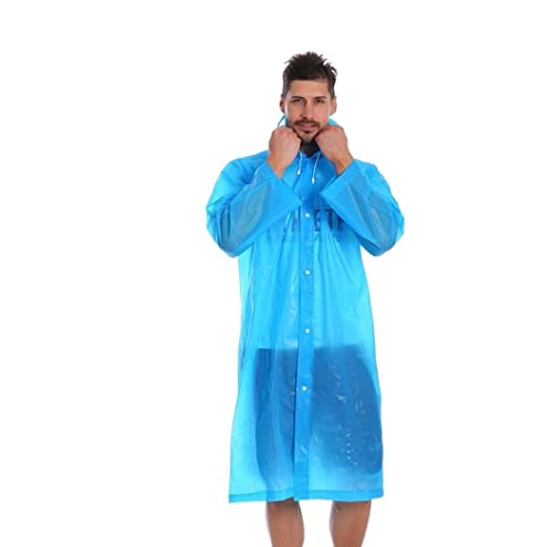 IRYZE Regenponcho Regenjacke 5pcs Unisex Langer Regenmantel Mit Kapuze, Wiederverwendbare Transparente Regenponchos, EVA Wasserdicht Regenmantel Regencape (Color : Blue, Size : One size) von IRYZE