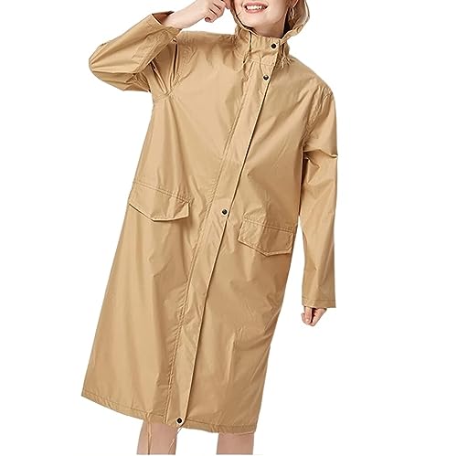 IRYZE Regenponcho Regenjacke Damen-Regenmantel, Langer Regenmantel, Undurchlässiger Poncho, Wasserdichter Regenumhang Regenmantel Regencape (Color : Brown, Size : XXL) von IRYZE