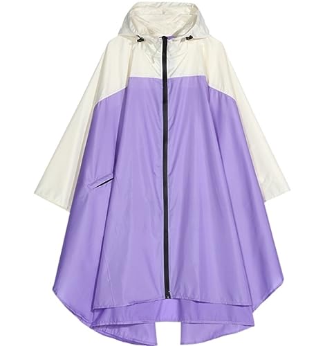 IRYZE Regenponcho Regenjacke Damen-Regenmantel, Wasserdichter Regenponcho, Umhang Mit Kapuze Für Wandern, Klettern, Licht Regenmantel Regencape (Color : Purple, Size : One Size) von IRYZE