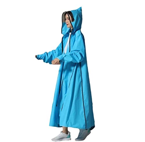 IRYZE Regenponcho Regenjacke EVA-Regenmantel Reißverschluss Mit Kapuze Motorrad-Regenbekleidung Lange Wander-Poncho-Regenjacke Regenmantel Regencape (Color : Blue, Size : 3XL) von IRYZE