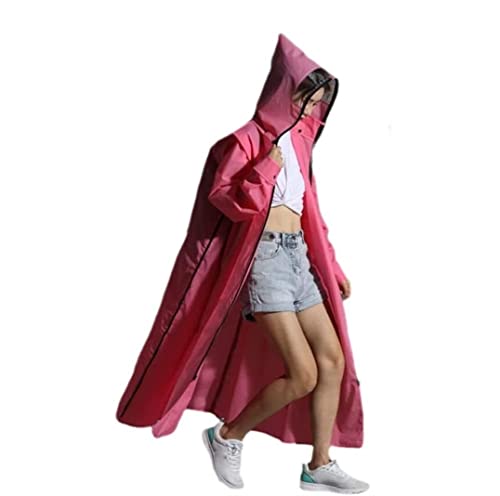 IRYZE Regenponcho Regenjacke EVA-Regenmantel Reißverschluss Mit Kapuze Motorrad-Regenbekleidung Lange Wander-Poncho-Regenjacke Regenmantel Regencape (Color : Rosa, Size : XXL) von IRYZE