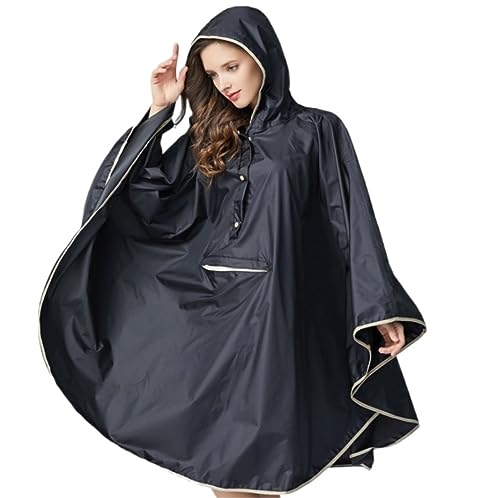 Regenponcho Regenjacke Erwachsene Frauen Cape Regenmantel Wandern Regenschutz Langer Regenmantel FrauenLeichter Wasseranzug Regenmantel Regencape (Color : Black, Size : One Size) von IRYZE