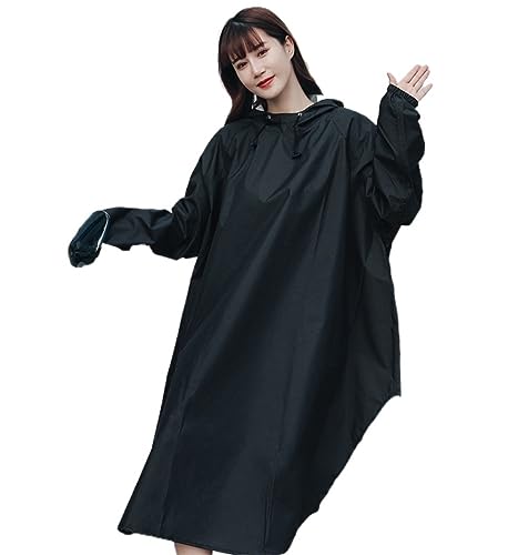 IRYZE Regenponcho Regenjacke Erwachsene Frauen Poncho Radfahren Regenmantel Dünn Und Tragbar Outdoor-Reisen Camping Regenmantel Regencape (Color : Black, Size : One size) von IRYZE