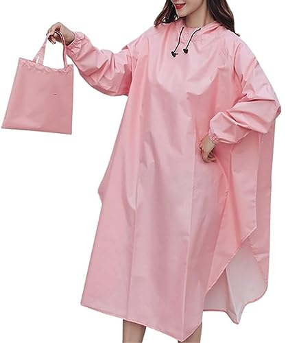 IRYZE Regenponcho Regenjacke Erwachsene Frauen Poncho Radfahren Regenmantel Dünn Und Tragbar Outdoor-Reisen Camping Regenmantel Regencape (Color : Rosa, Size : One Size) von IRYZE