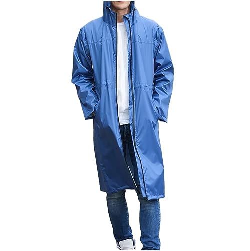 IRYZE Regenponcho Regenjacke Erwachsener Wasserdichter Damen-Regenmantel Mit Langer Kapuze, Herren-Regenanzug Für Tourenradfahren, Zwei Farben Regenmantel Regencape (Color : Blue, Size : L) von IRYZE