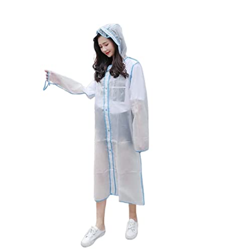 IRYZE Regenponcho Regenjacke EVA-Regenmantel Für Erwachsene, Wiederverwendbarer Langer Regenponcho Mit Kapuze, Transparente Krempe Regenmantel Regencape (Color : A, Size : M) von IRYZE