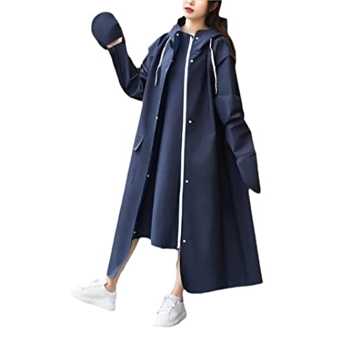 Regenponcho Regenjacke Fahrrad-Regenmantel Für Männer, Frauen, Erwachsene, Eva-Poncho Mit Hut, Wasserdichter Langer Regenmantel Regenmantel Regencape (Color : Blue, Size : L) von IRYZE