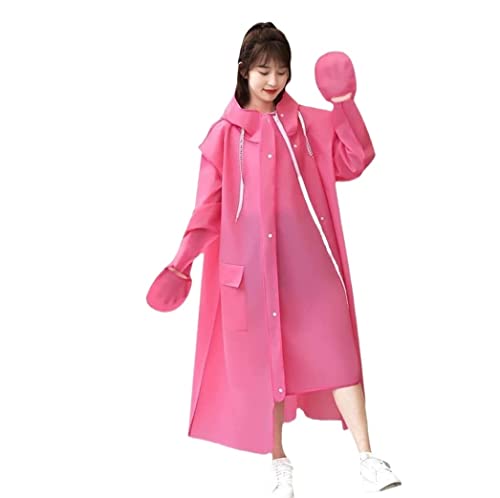 IRYZE Regenponcho Regenjacke Fahrrad-Regenmantel Für Männer, Frauen, Erwachsene, EVA-Poncho Mit Hut, Wasserdichter Langer Regenmantel Regenmantel Regencape (Color : Rosa, Size : XL) von IRYZE