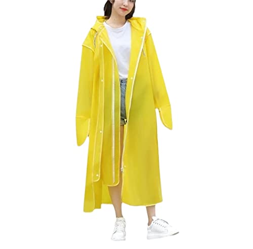 IRYZE Regenponcho Regenjacke Fahrrad-Regenmantel Für Männer, Frauen, Erwachsene, EVA-Poncho Mit Hut, Wasserdichter Langer Regenmantel Regenmantel Regencape (Color : Yellow, Size : L) von IRYZE