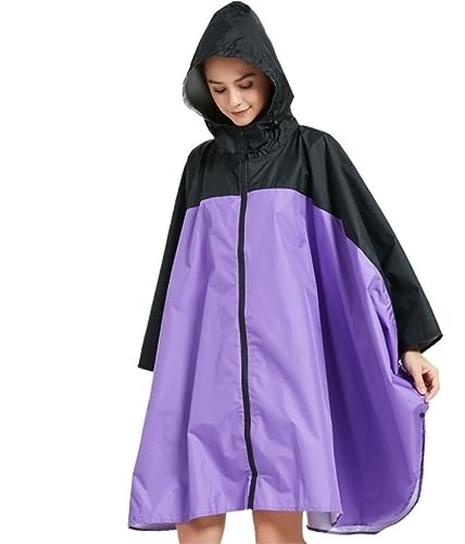 IRYZE Regenponcho Regenjacke Frauen Gespleißter Mantel Regenmantel Lose Rucksack Outdoor Wandern Angeln Windjacke Poncho Regenmantel Regencape (Color : Purple, Size : One Size) von IRYZE