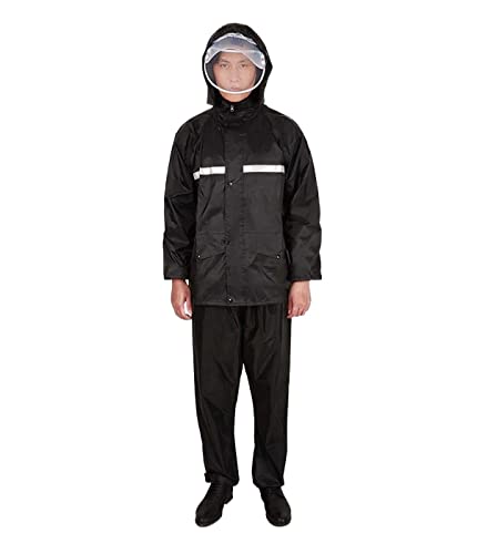IRYZE Regenponcho Regenjacke Herren-Split-Regenmantel-Anzug, Doppelschichtiger, Verdickter, Reflektierender Regenmantel Für Erwachsene Regenmantel Regencape (Color : Black, Size : M) von IRYZE