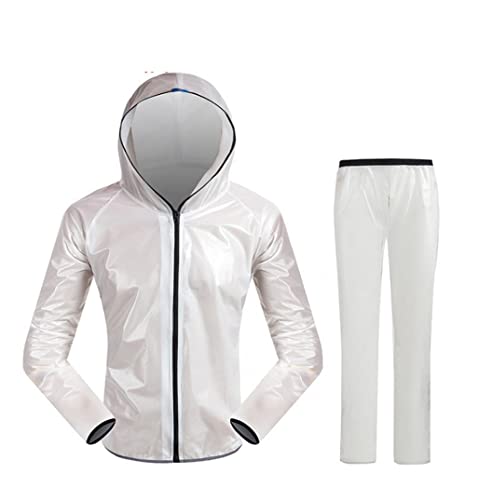 IRYZE Regenponcho Regenjacke Herren-Split-Regenmantel Für Radfahren, Tragbarer Regenmantel Und Hosenset Für Reiten Regenmantel Regencape (Color : White, Size : 3XL) von IRYZE