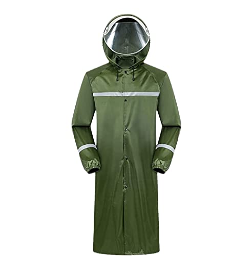 IRYZE Regenponcho Regenjacke Lange Ganzkörper-Regenschutzjacke Für Männer Und Frauen Im Freien, Wasserdichter Regenponcho, Reflektierend Regenmantel Regencape (Color : Grün, Size : XXL) von IRYZE