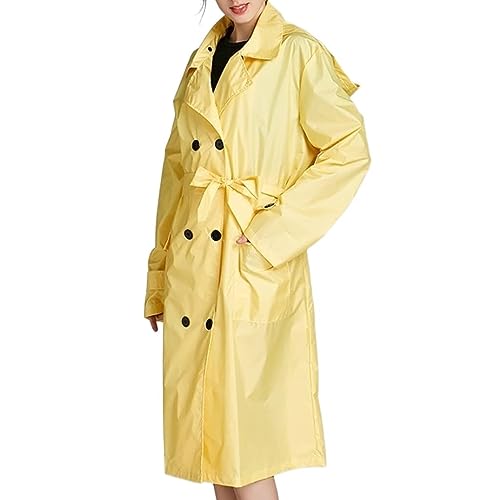 IRYZE Regenponcho Regenjacke Langer Regenmantel Mit Großem Gürtel, Leichter Wander-Windjacke-Regenmantel, Lockerer Outdoor-Stil Regenmantel Regencape (Color : Yellow, Size : One size) von IRYZE